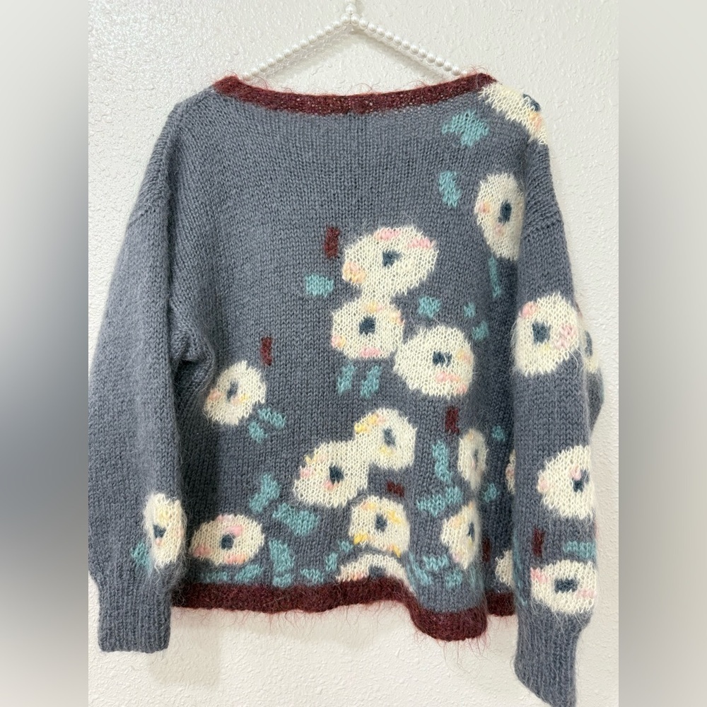 Vintage Gennie De Lange Mohair and Wool Blend Sweater Cardigan Sz L New Zealand - Picture 6 of 9